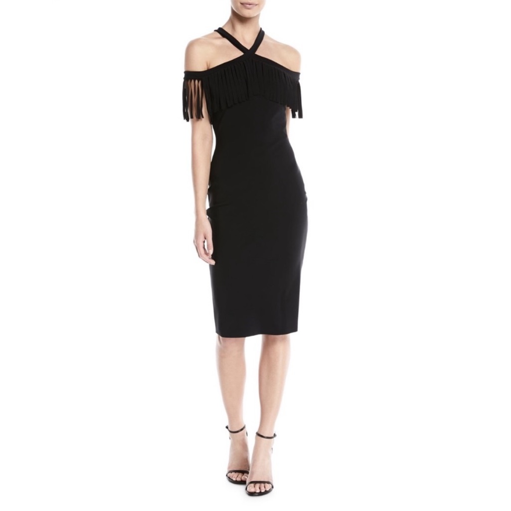 Nwt Chiara Boni La Petite Robe Ema Fringe Dress Size 12 Off The Shoulder Party